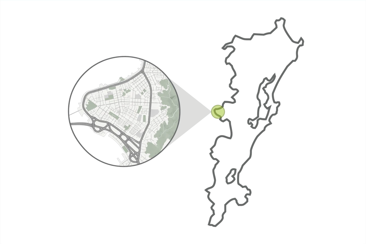 Mapa de abrangência do Floripa Essencial com destaque para o Centro Histórico de Florianópolis